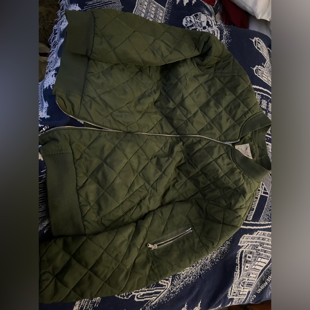 Dark olive green bomber type jacket